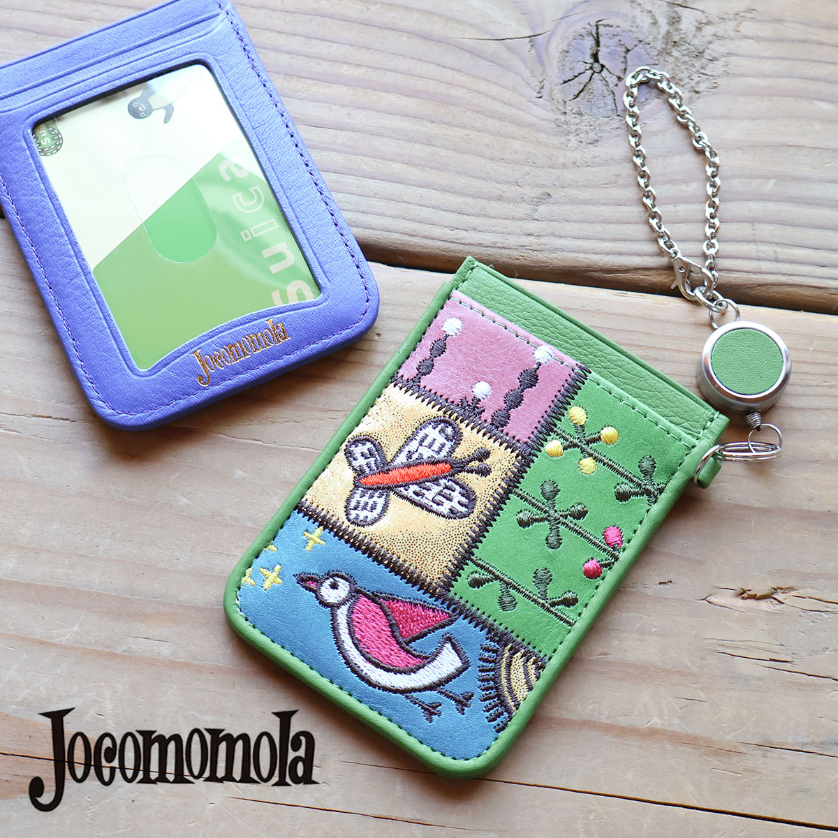 パスケース リール付き Suicaケース jocomomola ホコモモラ カンポ2 牛革 ピッグ箔 5388015(5388005)レディース 本革 ギフト プレゼント【メッセージカード ラッピング無料】