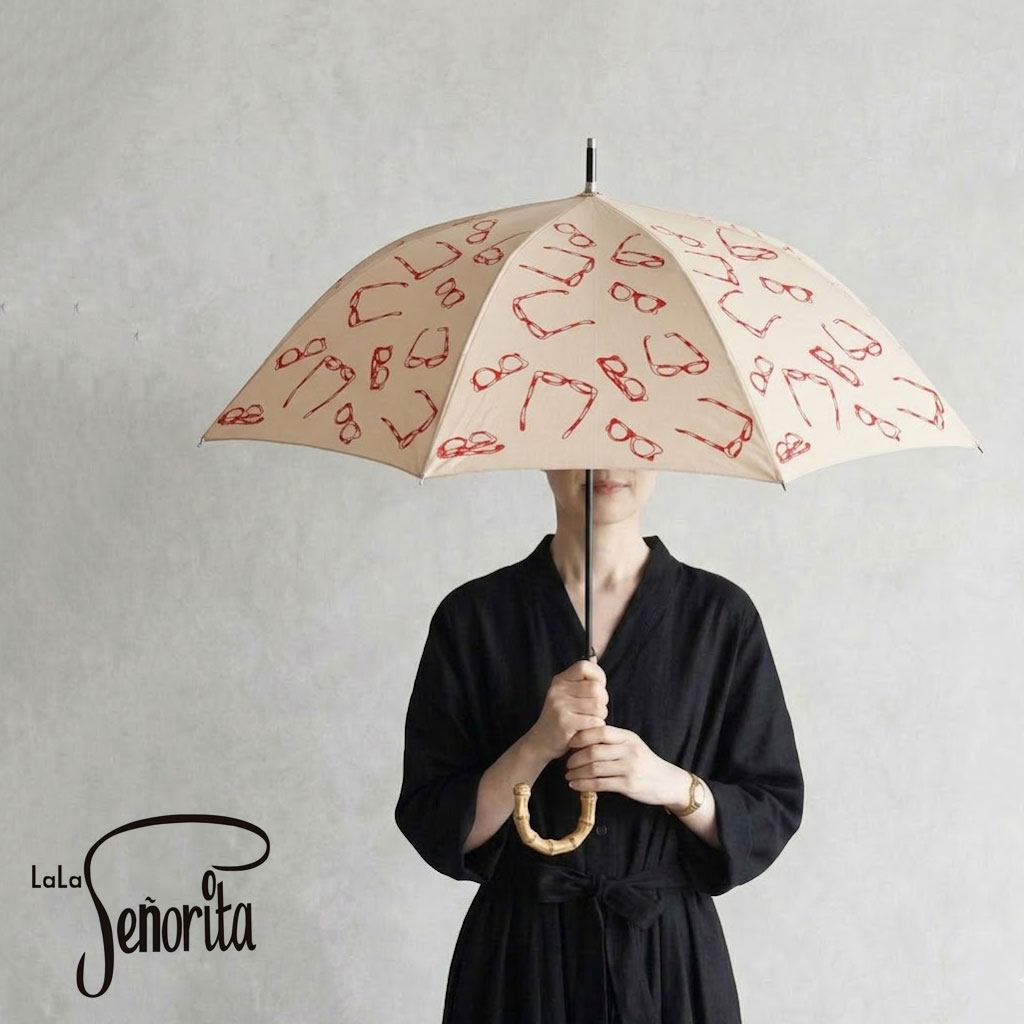 Rakuten - ＼母の日に／サングラス刺繍 晴雨兼用パラソル 長傘 雨傘 日傘 LaLa Senorita / ララ セニョリータ 50cm umbrella パラソル 持ち手バンブー 竹 UVケア加工 防水 撥水 SNP-S2604