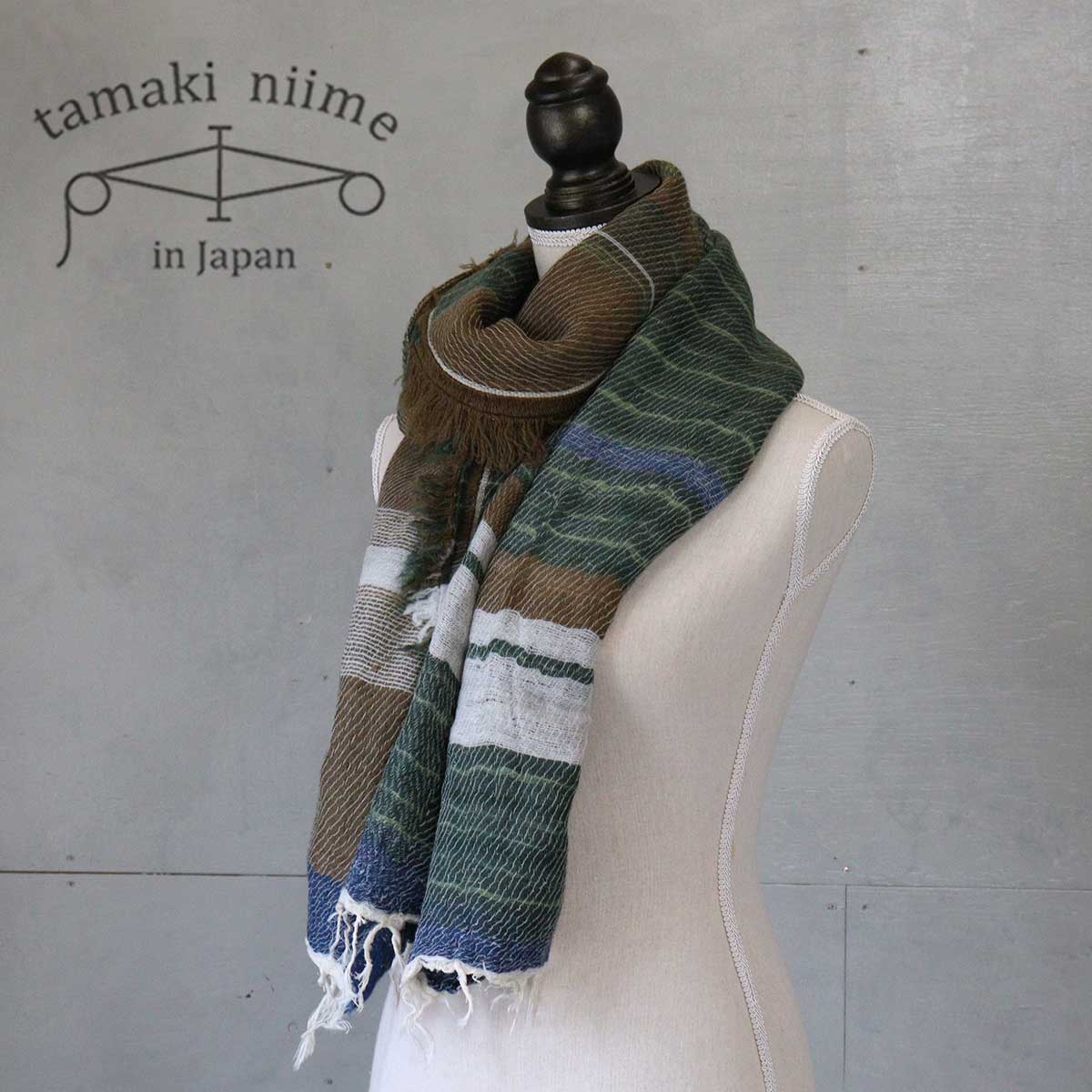 播州織 ウールコットンショールM roots shawl MIDDLE 55×190cm tamakiniime 玉木新雌ストール マフラー 秋冬 ギフト 贈り物 保温(10)【メッセージカード ラッピング無料】