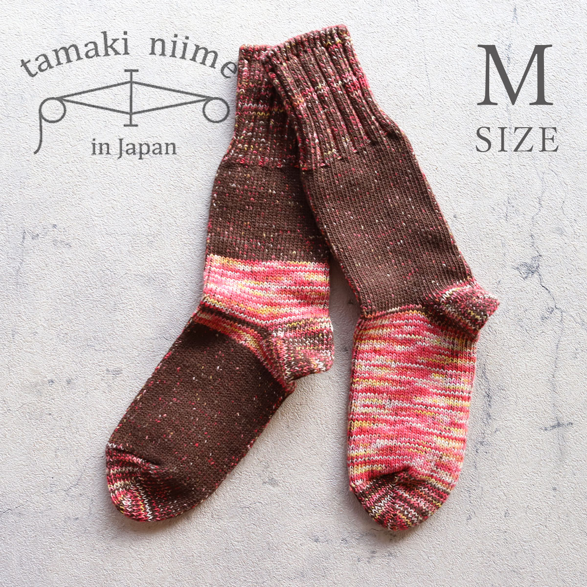 tamaki niime コットン靴下(M) くつなか 22-24cm 播州織 玉木新雌 全て一点もの プレゼントにも。