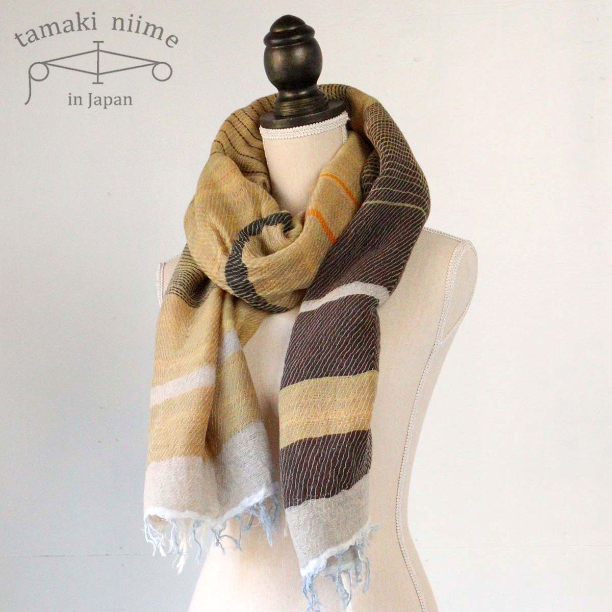 播州織 ウールコットンショールM roots shawl MIDDLE 55×190cm tamakiniime 玉木新雌ストール マフラー 秋冬 ギフト 贈り物 保温(22)【メッセージカード・ラッピング無料】