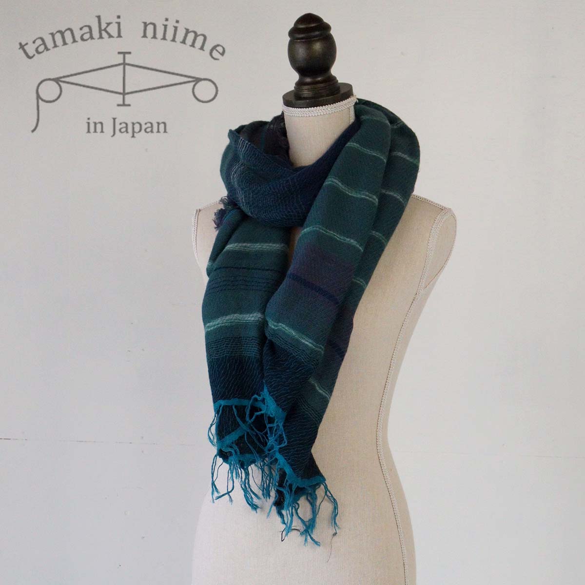 播州織 ウールコットンショールM roots shawl MIDDLE 55×190cm tamakiniime 玉木新雌ストール マフラー 秋冬 ギフト 贈り物 保温(23)【メッセージカード ラッピング無料】