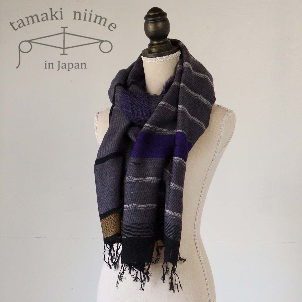 播州織 ウールコットンショールM roots shawl MIDDLE 55×190cm tamakiniime 玉木新雌ストール マフラー 秋冬 ギフト 贈り物 保温(25)【メッセージカード ラッピング無料】