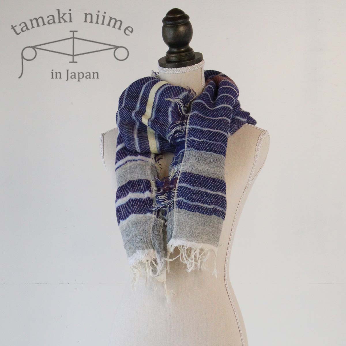 播州織 ウールコットンショールM roots shawl MIDDLE 55×190cm tamakiniime 玉木新雌ストール マフラー 秋冬 ギフト 贈り物 保温(46)