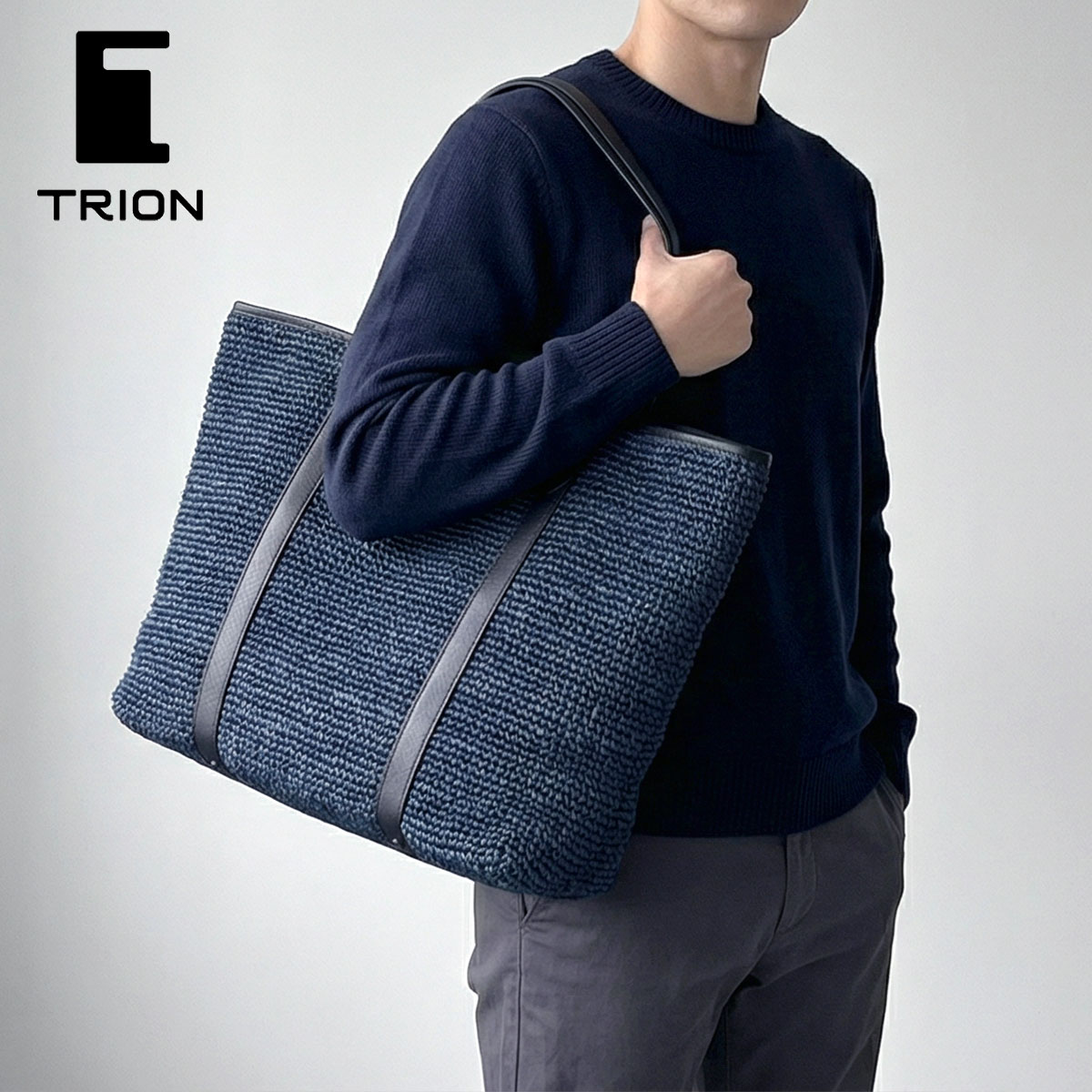 Rakuten - バスケットトート 横型 本革 B4 かごバック ネイビー アバカ TRION トライオン BASKETシリーズ DBK2402レディース メンズ 牛革 野球 ギフト プレゼント 【選べるノベルティ】