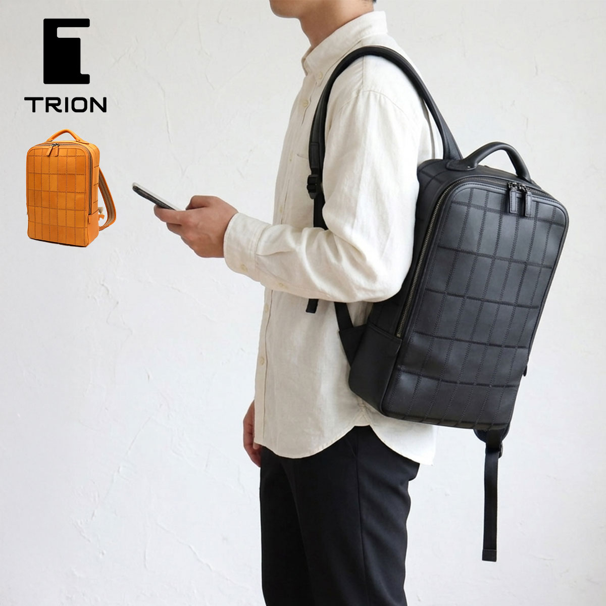 TRION スクエアバックパックA4 ダークブラウン スクエアバックパックA4｜AL230｜革・レザーバッグのTRION(トライオン