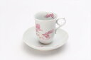 【有田焼 文山窯 バラ(マロン) 輪花コーヒーC/S(深)】有田焼 磁器 コーヒーカップ コーヒーマグ 14皿 ピンク 手書き 珈琲碗 菓子皿 おしゃれ 和食器...