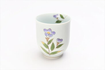 【誕生花シリーズ 桔梗 湯呑 (8月誕生花) 】磁器 ゆのみ コップ フリーカップ 紫 手書き お茶 コーヒー おしゃれ 和食器 ギフト 引き出物 内祝い プレゼント