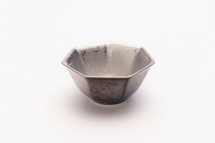 【有田焼　陶悦窯　黒柚子内銀塗り　七角小付】有田焼 磁器 小鉢 角鉢 変形 豆鉢 銀 薬味入れ 珍味入れ..