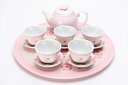 【有田焼 田清窯 薄ピンク釉虹彩桜 茶器セット(プレート付) 】有田焼 磁器 急須 仙茶 茶托 丸皿 お盆 平皿 小皿 小鉢 ゆのみ ピンク 手書き 桜 花見 ...