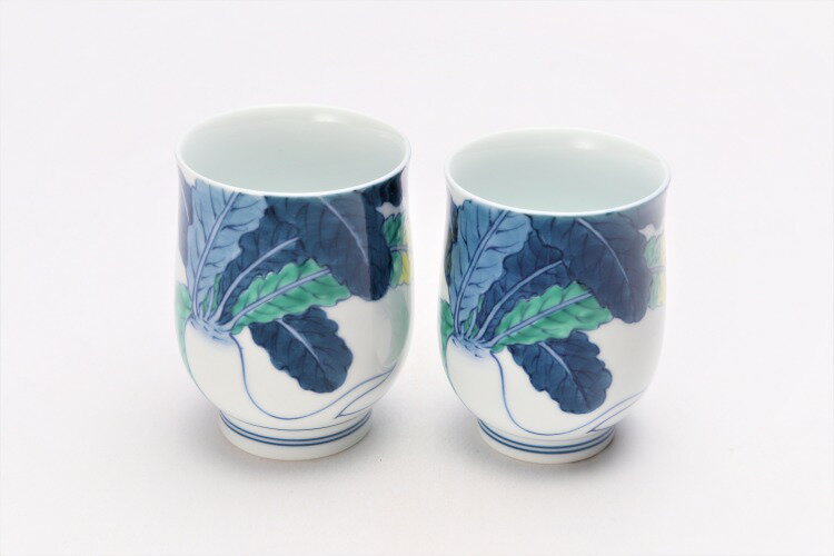 【伊万里焼　瀬兵窯　染錦大根　組湯呑】有田焼 伊万里焼 磁器 ゆのみ コップ お茶 コーヒー おしゃれ 和食器 ギフト 引き出物 内祝い プレゼント