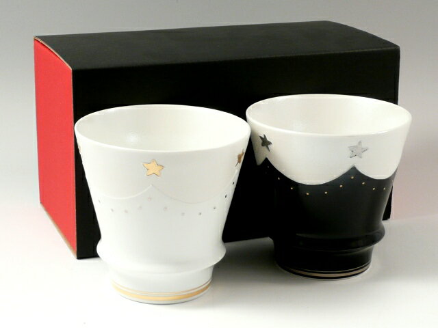 有田焼 匠の蔵 錦右エ門 ティアラ(白・黒) ペア至高の焼酎グラス