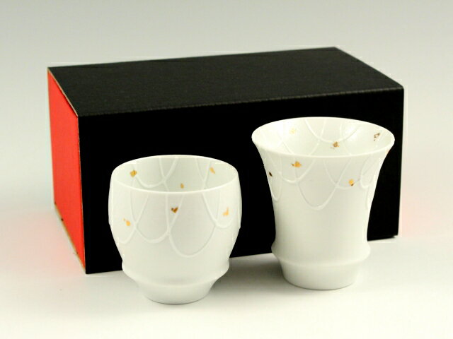 有田焼 匠の蔵 錦右エ門 結 ペア(丸・反)SAKE GLASS(日本酒グラス)