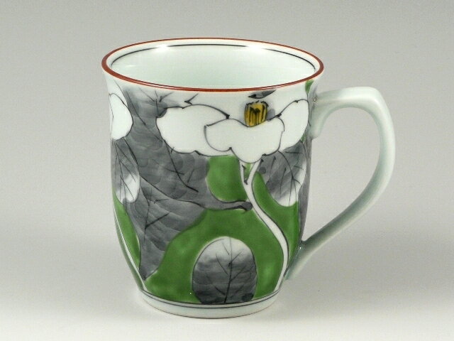 【父の日ギフト】有田 波佐見焼 洸琳窯 染錦山茶花(緑) マグカップ