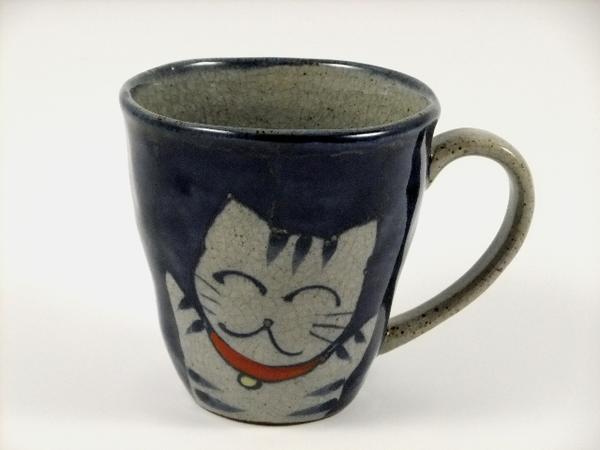 有田 波佐見焼 翔芳窯 万歳猫(青) マグカップ