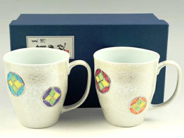 有田焼 弥源次窯 ラスター七宝彩 ペアマグカップ＜オリジナル＞