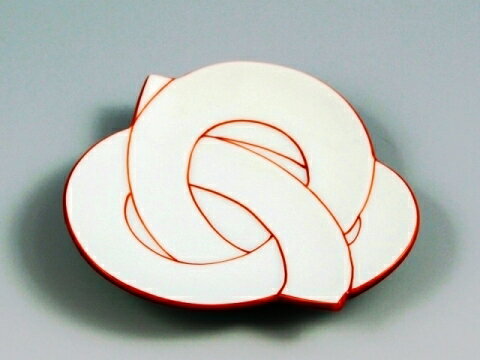 有田焼 田清窯 睦峯 白磁赤線結び 小皿のサムネイル