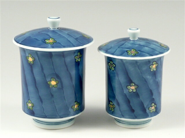 【敬老の日ギフト】有田焼 梶貞窯 染錦梅濃 蓋付組湯呑 (夫婦湯呑)