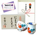 卒寿祝い 無病息災を願った縁起物ギフト 有田焼 湯呑み 茶碗 飯碗 セット 鍋島六瓢 赤 のし・メッセージカード付き 木箱入り