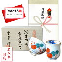 名入れ 還暦祝い 無病息災を願った縁起物ギフト 有田焼 湯呑み 茶碗 飯碗 セット 鍋島六瓢 赤 のし・メッセージカード付き 木箱入り