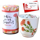 母の日 プレゼント 感謝を込めたギフト 緑茶(50g 佐賀県産 嬉野茶) 湯呑み セット 有田焼 幸せカーネーション メッセージカード付き 日本製