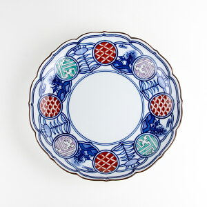 少し大きめの取り皿 18.6cm 丸皿 おしゃれ 中皿 和食器 有田焼 日本製 色絵丸紋山水 6寸皿