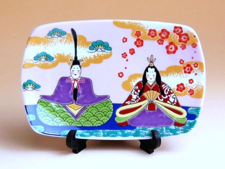 飾り皿 雛人形 置物 陶器 コンパクト かわいい 有田焼 日本製 ひな人形（角） 飾り皿