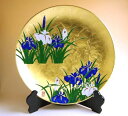 飾り皿 有田焼 陶磁器 おしゃれ 日本製 インテリア 贈答品 記念品 木箱入り 金襴手(金箔)菖蒲 尺3寸皿(39cm)