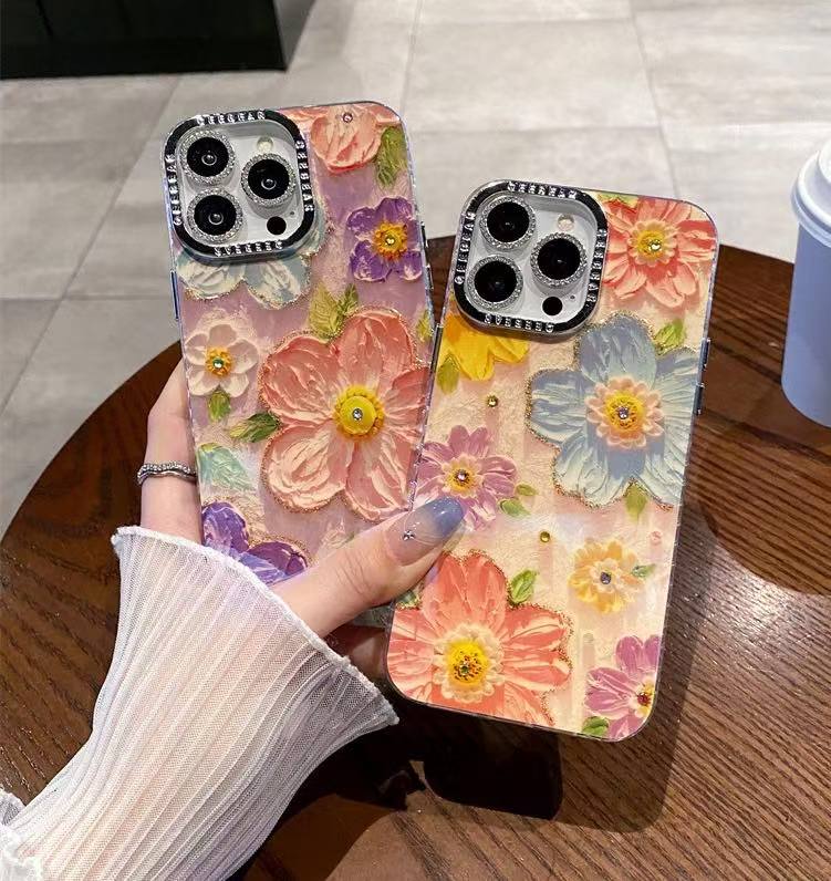 Rakuten - 全機種対応iphone16ケース iphoneカバー スマホケース スマホカバー スマートフォンケース iPhone12 iPhone13 iPhone11 iPhoneXR iPhoneXS iPhoneX MaxPro Max case アイフォン14ケース 韓国 携帯カバーカラフル フラワー 油絵 レトロ 立体的なお花 かわいい iphone14PRO MAX