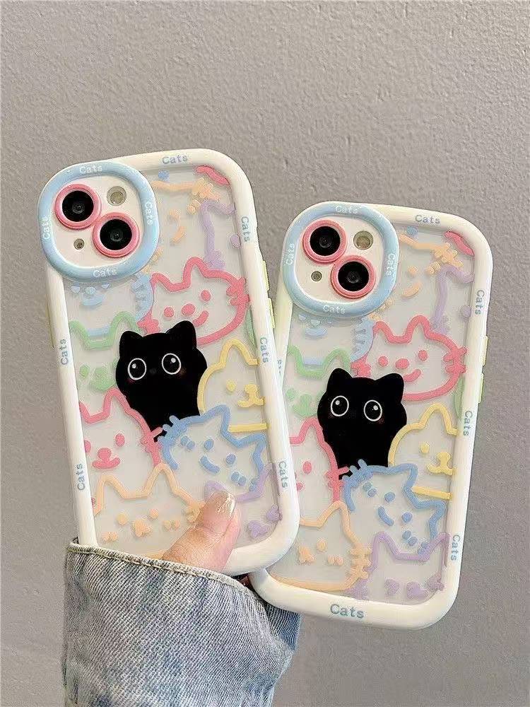 Rakuten - 可愛い猫スマホケース クリア iPhone16 Pro SE 14 ケース iPhone13 12 iPhone SE 携帯ケース 耐衝撃 アイフォン11 スマホ 携帯 アイホン15 ケース 透明