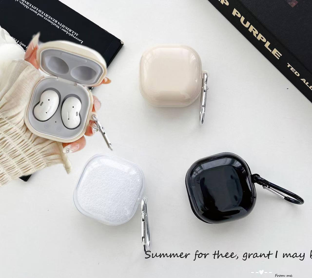 Galaxy Buds 3/3pro ギャラクシー ワイヤレスイヤホン ケース カラビナ付き TPU 半透明 保護ケース 衝撃吸収 カバー シンプル おしゃれ おすすめGalaxy Buds2 FE/Galaxy Buds 2 PRO/GAalaxy Buds 2/Galaxy Buds LIVE/Galaxy Buds PRO