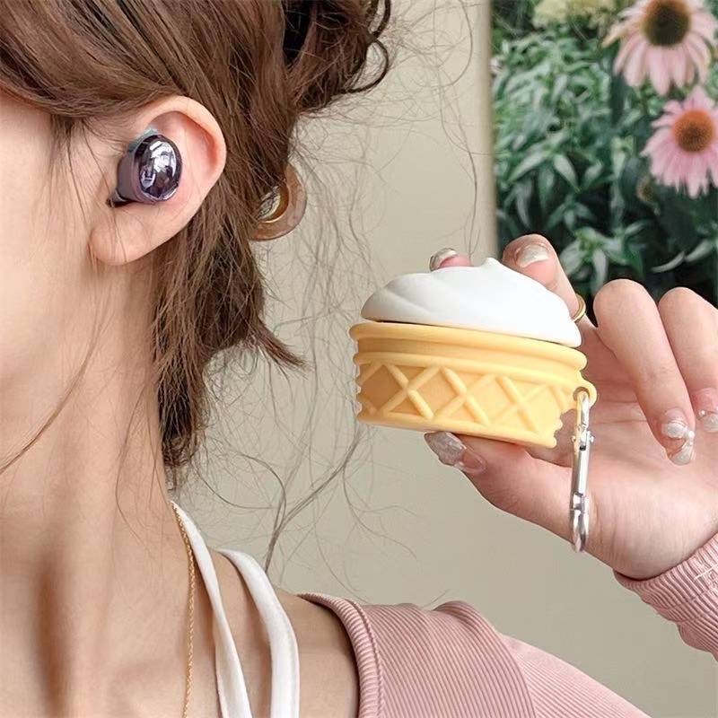 乐天商城 - Galaxy Buds Live/Buds Pro ギャラクシー ワイヤレスイヤホン ケース カラビナ付き TPU 半透明 保護ケース 衝撃吸収 カバー シンプル おしゃれ おすすめアイスクリーム