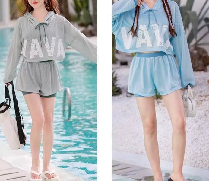 水着 レディース 体型カバー 高校生 中学生 3点セットプール スポーティー ママ 水着 ラッシュガード 韓国 女の子 10代 20代 30代 海 可愛い おしゃれ