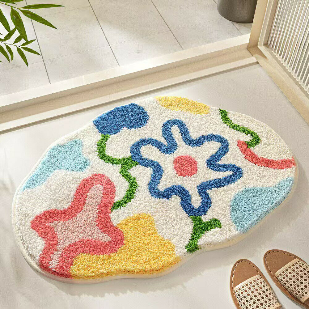 Rakuten - 玄関マット おしゃれ 屋内 風水 大判 約45X70cmコーナー吸着つき 吸着シート 洗える室内 おしゃれ 吸水力抜群 速乾ソフト おしゃれ 北欧 速乾 瞬間吸水 足拭きマット 滑り止め 軽量 吸水 抗菌 消臭 天然素材 大判 新生活 花柄 北欧 大人 かわいい 風水 大判玄関マット