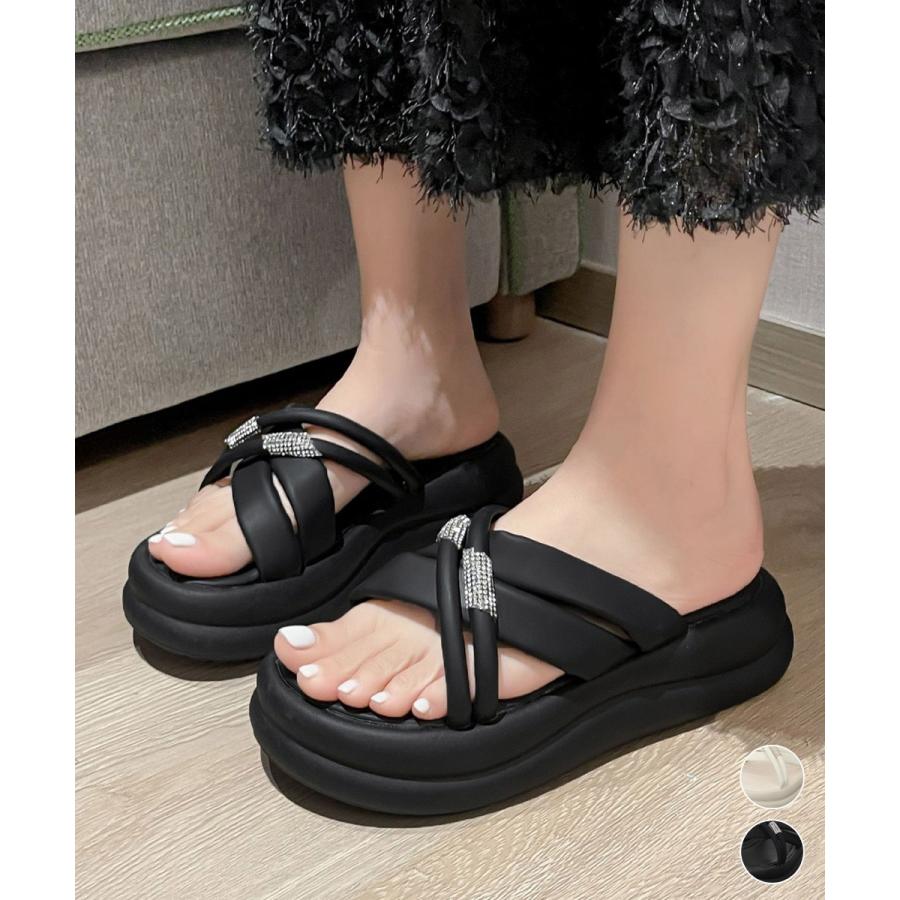 Rakuten - 夏用 厚底 クロスベルト ミュールサンダル レディース おしゃれ 通勤 旅行 かかとなし 高見え