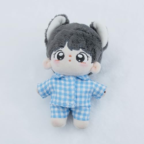 ぬいぐるみ用着せ替え服セット シャツパンツ 10cm 15cm 20cm対応 チェック柄 パジ...