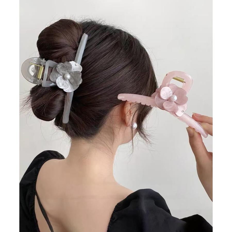 ヘアクリップ バンスクリップ 大きめ パール フラワー 髪留め ヘアアクセサリー 大ぶり 花モチーフ おしゃれ 上品 可愛い レディース 女性 まとめ髪 ハーフアップ オフィス カジュアル 結婚式 パーティー プレゼント ギフト 送料無料