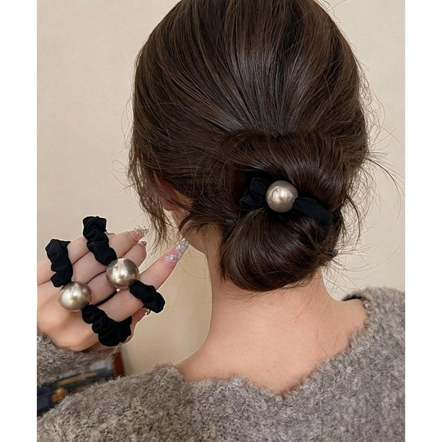 ヘアゴム シュシュ ヘアアクセサリー 大粒パール付き お洒落 レディース 韓国風 まとめ髪 ポニーテール お団子 誕生日プレゼント プレゼント