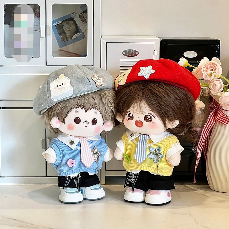 Rakuten - 20cm ぬいぐるみ用 コスチューム セット コットン ミニ洋服 韓国ファッション アイドル衣装 スーツ ネクタイ ズボン 靴 帽子 通勤用 軽量 多機能 おしゃれ シンプル