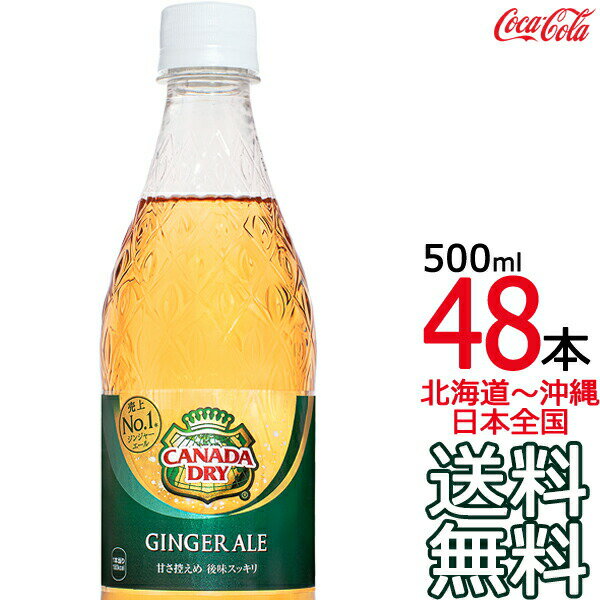 【北海道から沖縄まで 送料無料】 カナダドライ ジンジャーエール 500ml × 48本 （24本×2ケース） 炭酸飲料 CANADADRY コカ コーラ Coca Cola メーカー直送 コーラ直送