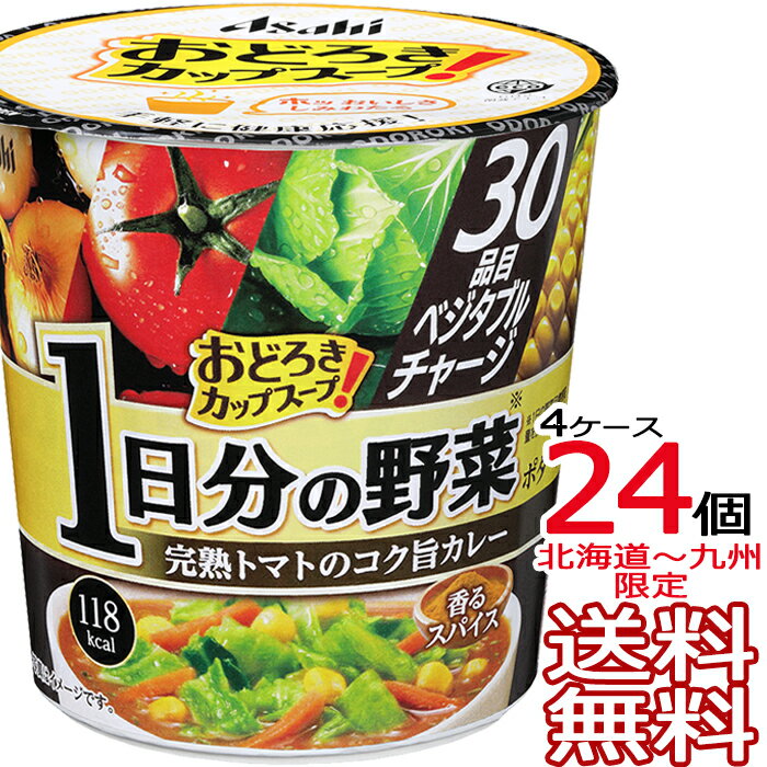 【送料無料】24個セット おどろき野菜 1日分の野菜 完熟トマトのコク旨カレー （6個入×4ケース） インスタントスープ カップスープ アサヒフードのサムネイル