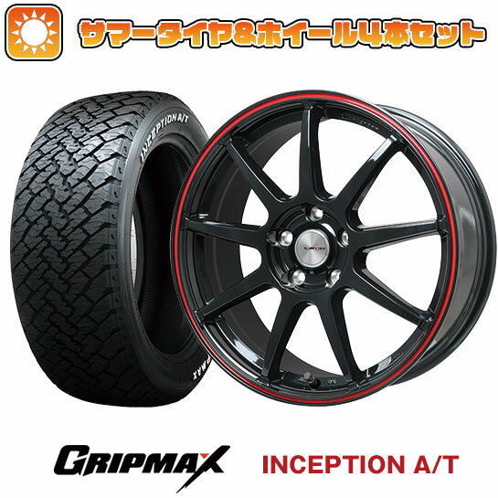 【取付対象】215/65R16 夏タイヤ ホイール4本セット GRIPMAX インセプション A/T RWL(限定) (5/114車用) LEHRMEISTER LMスポーツLM-QR グロスブラック/レッドライン 16インチ【送料無料】