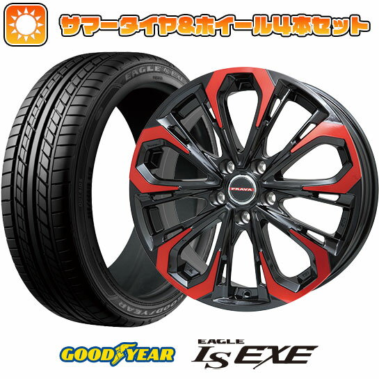 【取付対象】215/50R17 夏タイヤ ホイール4本セット GOODYEAR EAGLE LS EXE(限定) (5/114車用) BIGWAY LEYSEEN プラバ5X(レッドクリア) 17インチ【送料無料】