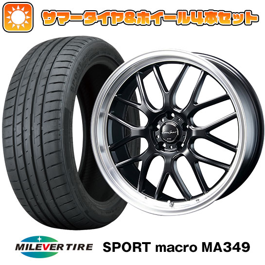 【取付対象】225/35R19 夏タイヤ ホイール4本セット MILEVER スポーツマクロ MA349（限定） (5/100車用) ブレスト ユーロスポーツ タイプ805 セミグロスブラック 19インチ(送料無料)