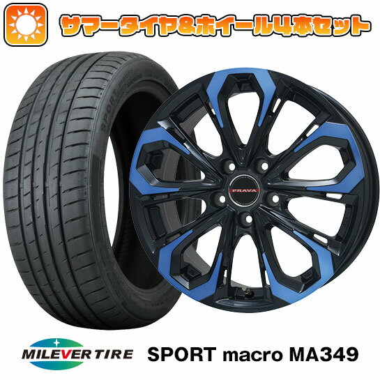 【取付対象】 225/35R20 夏タイヤ ホイール4本セット MILEVER スポーツマクロ MA349（限定） (5/114車用) ビッグウエイ LEYSEEN プラバ5X(ブルークリア) 20インチ【送料無料】