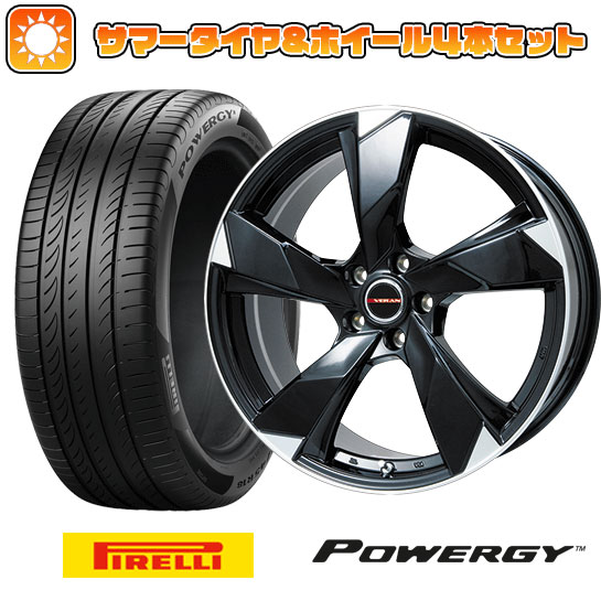 【取付対象】225/55R19 夏タイヤ ホイール4本セット PIRELLI パワジー (5/114車用) PREMIX ヴェランV(グロスブラック/リムポリッシュ) 19インチ(送料無料)