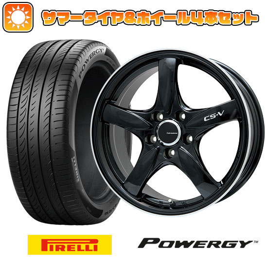 【取付対象】215/65R16 夏タイヤ ホイール4本セット PIRELLI パワジー (5/114車用) LEHRMEISTER CS-V(グロスブラック/リムポリッシュ) 16インチ【送料無料】