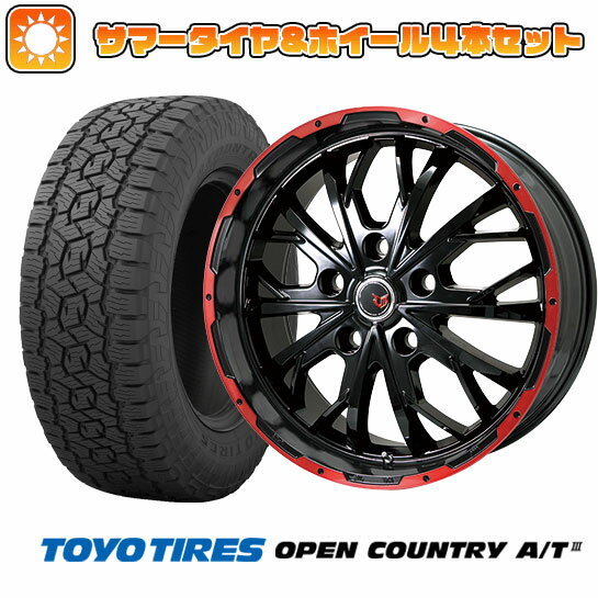 【取付対象】215/70R16 夏タイヤ ホイール4本セット TOYO OPEN COUNTRY A/T III RBL (5/114車用) LEHRMEISTER LMG ヴァスティア(グロスブラック/レッドリム) 16インチ【送料無料】
