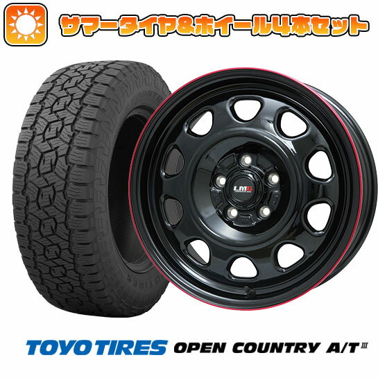 【取付対象】215/70R16 夏タイヤ ホイール4本セット TOYO OPEN COUNTRY A/T III RBL (5/114車用) LEHRMEISTER LMG OFF-STYLE(グロスブラック/レッドリム) 16インチ【送料無料】