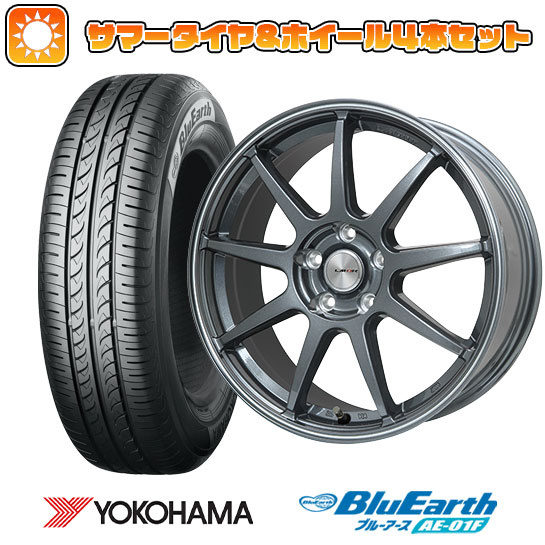 【取付対象】205/55R16 夏タイヤ ホイール4本セット YOKOHAMA ブルーアース AE-01F (5/100車用) LEHRMEISTER LMスポーツLM-QR ガンメタ/ラインポリッシュ 16インチ【送料無料】